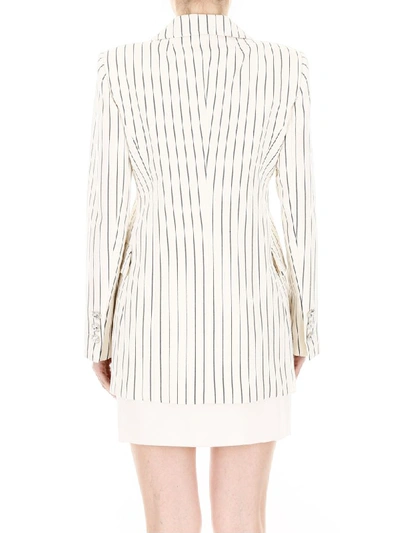 Shop Alessandra Rich Pinstriped Blazer In White (beige)