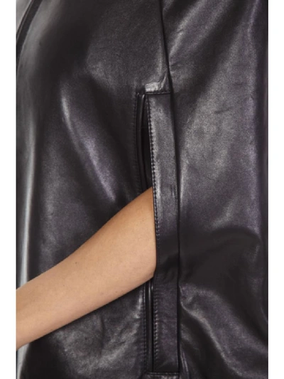 Shop Saint Laurent Black Leather Mantle Jacket