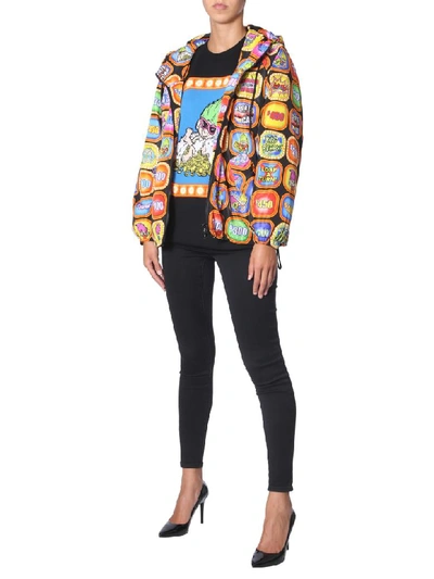 Shop Moschino Hooded Jacket In Multicolor