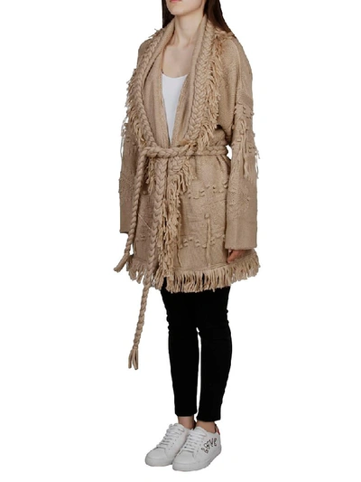 Shop Alanui Blend Wrap Cardi-coat In Beige