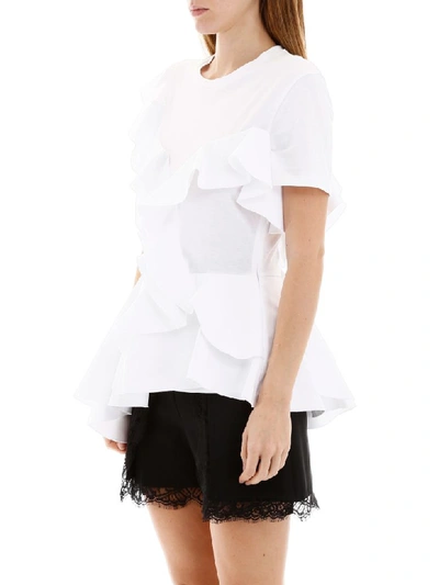 Shop Alexander Mcqueen Ruffled Top In Opticalwhite (white)