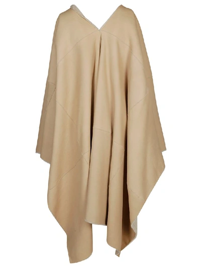 Shop Agnona Oversized Shearling Poncho In Beige