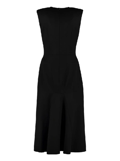 Shop Alexander Mcqueen Virgin Wool Midi Dress In Black