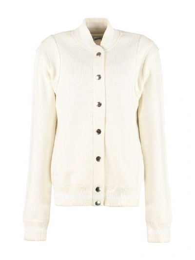 Shop Givenchy Knitted Bomber Jacket In Panna