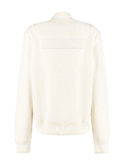 Shop Givenchy Knitted Bomber Jacket In Panna