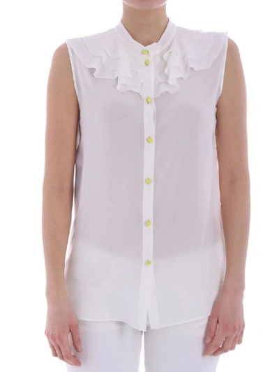 Shop Boutique Moschino Voile Blouse In White