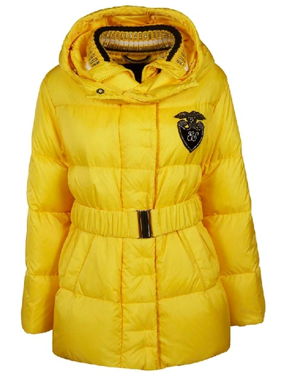 Shop Ermanno Scervino Belted Padded Jacket In Yellow
