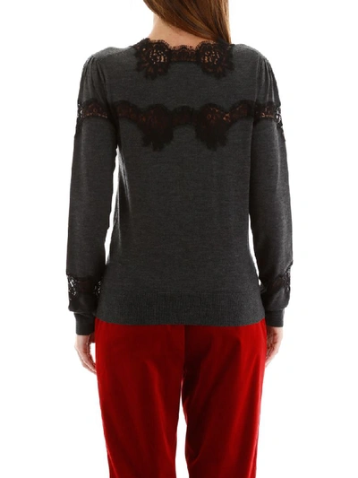Shop Dolce & Gabbana Pullover With Lace Inserts In Variante Abbinata (grey)