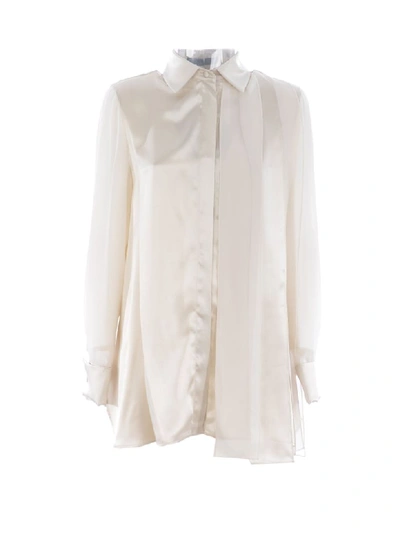 Shop Max Mara Camicia  Marsala In Raso E Chiffon In Avorio