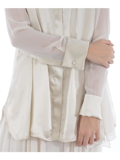 Shop Max Mara Camicia  Marsala In Raso E Chiffon In Avorio