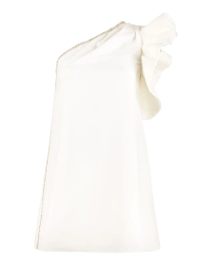 Shop Self-portrait Ruffled One Shoulder Dress In White