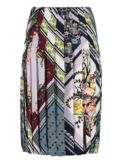 Shop Tory Burch Printed Pleated Skirt In Multicolor