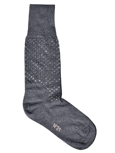 Shop N°21 Studded Logo Socks In Grey