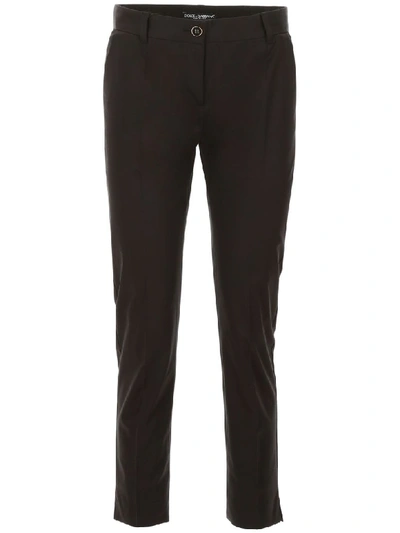 Shop Dolce & Gabbana Stretch Cotton Trousers In Nero (black)