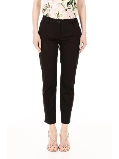 Shop Dolce & Gabbana Stretch Cotton Trousers In Nero (black)