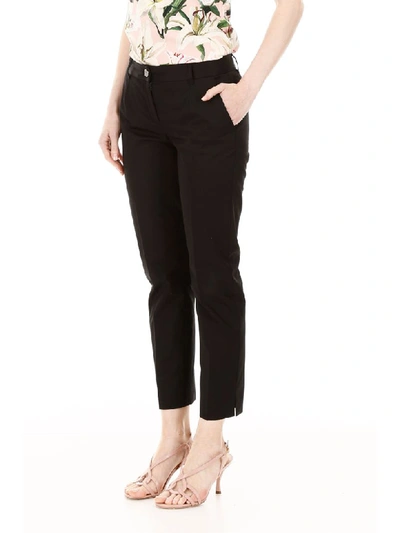 Shop Dolce & Gabbana Stretch Cotton Trousers In Nero (black)