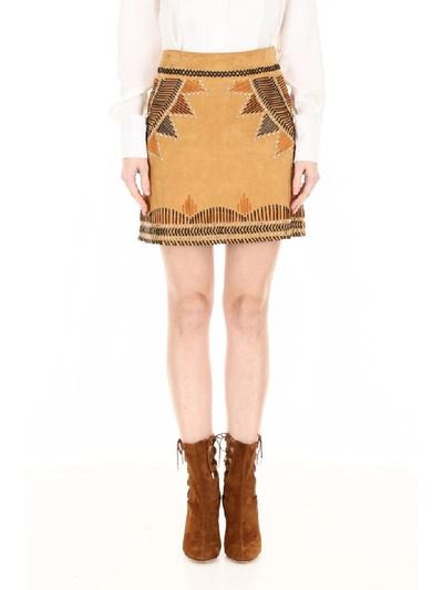 Shop Alberta Ferretti Ethnic Mini Skirt In Caramello (brown)