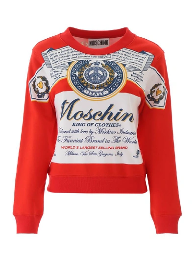 Shop Moschino Budweiser Sweatshirt In Fantasia Rosso 112 (red)