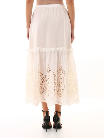 Shop Stella Mccartney Silk Skirt Macramè In White