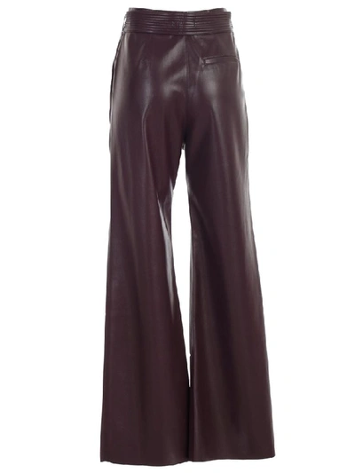 Shop Nanushka Pants Straight Vegan Leather W/belt In Aubergine