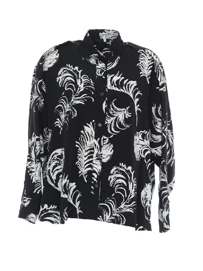 Shop Loewe Feather Patterned Shirt In Black