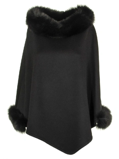 Shop Max Mara Wskit Poncho In Cashmere And Fox Mink