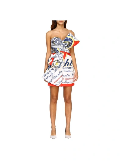 Shop Moschino X Budweiser Dress With Maxi Bow In Red