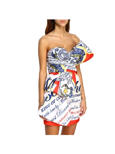 Shop Moschino X Budweiser Dress With Maxi Bow In Red
