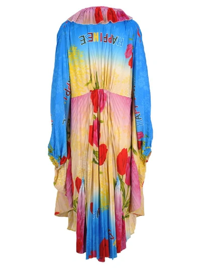 Shop Vetements Happiness Pleated Dress In Multi Happiness Print