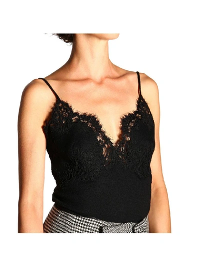 Shop Ermanno Scervino Top With Lace Inserts In Black