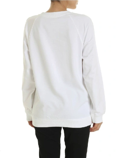 Shop Balmain Logo Oversize Sweatshirt In Bianco/nero