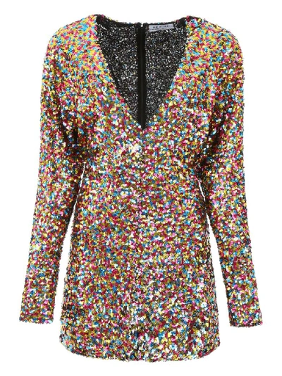 Shop Attico Multicolor Sequins Mini Dress In Multicolor V1 (metallic)