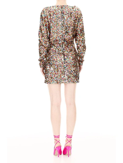 Shop Attico Multicolor Sequins Mini Dress In Multicolor V1 (metallic)