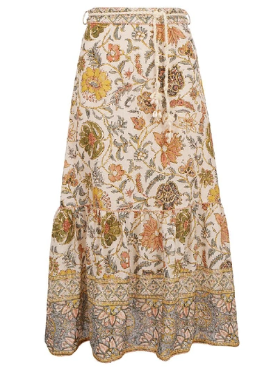 Shop Zimmermann Skirt In Cream Paisley