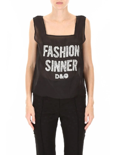 Shop Dolce & Gabbana Fashion Sinner Top In Ricamo (black)