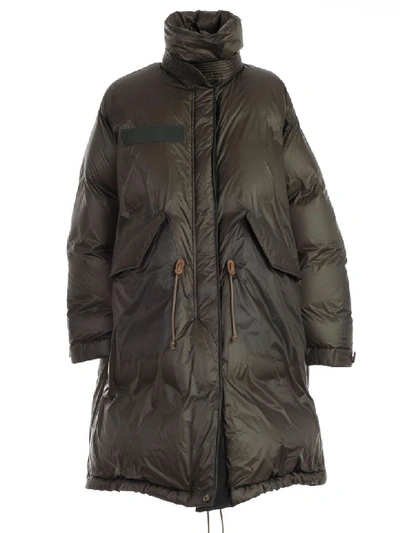 Shop Sacai Parka Nylon High Neck In Khaki