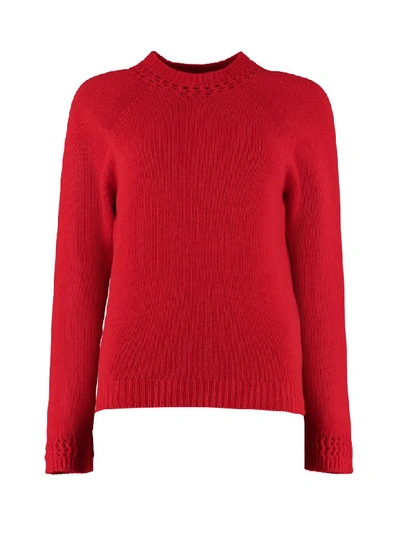 Shop Apc Janet Long-sleeved Crew-neck Sweater In Red