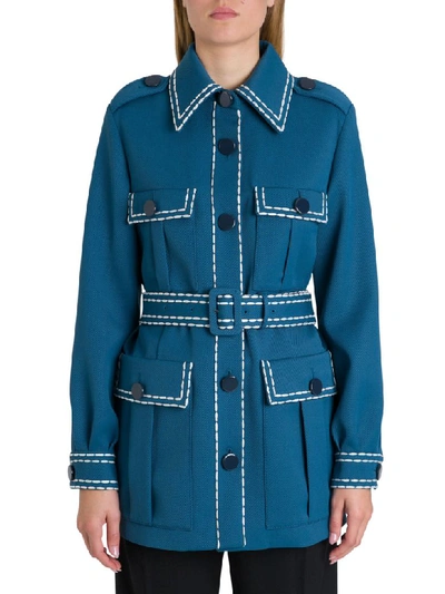 Shop Fendi Safari Jacket In Blue Gabardine