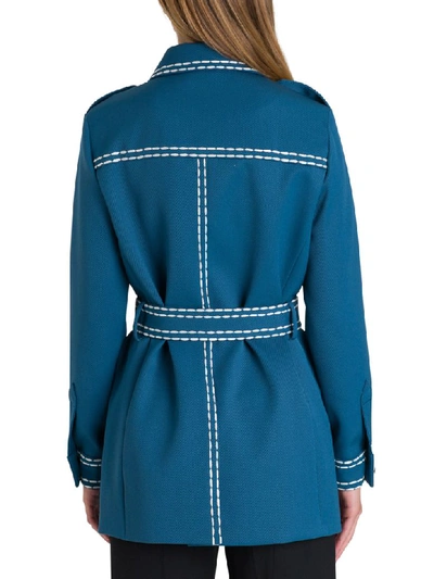 Shop Fendi Safari Jacket In Blue Gabardine