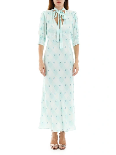 Shop Rixo London Harper Dress In Check Ditsy Floral Mint (green)