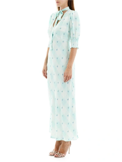 Shop Rixo London Harper Dress In Check Ditsy Floral Mint (green)