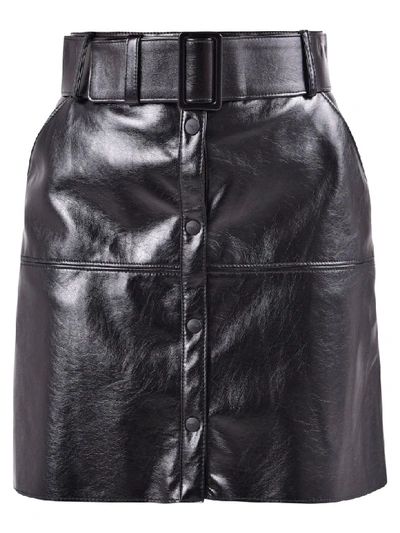 Shop Msgm Shiny Skirt In Black