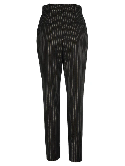 Shop Saint Laurent High-waisted Metallic Stripe Trousers In Black Gold