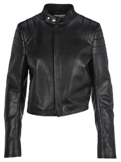Shop Bottega Veneta Biker Leather Jacket In Black