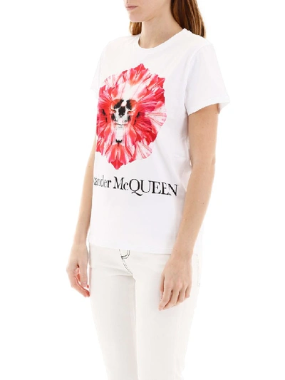 Shop Alexander Mcqueen Skull Flower T-shirt In White (white)