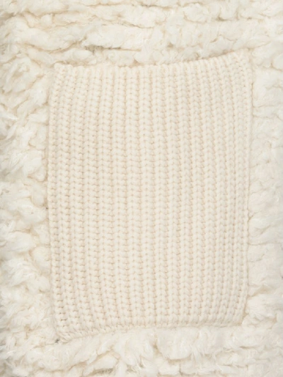 Shop Alanui Fur Stitches Knitted Coat In Lapponia White