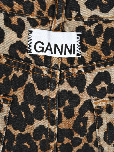 Shop Ganni Leopard Print Denim Skirt