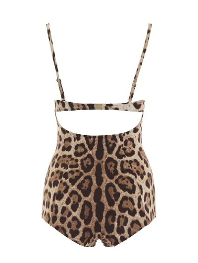 Shop Dolce & Gabbana Leopard-printed Swimsuit In Leo New (beige)