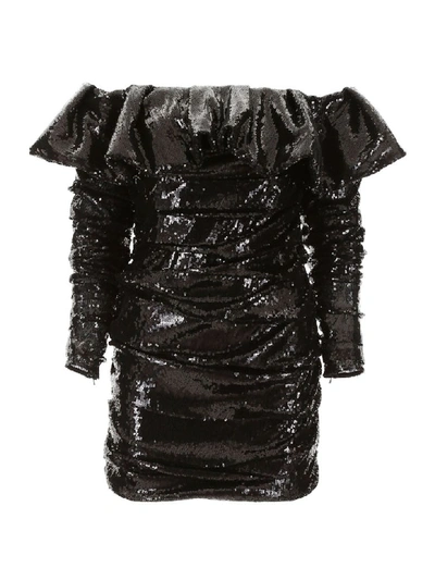 Shop Attico Sequins Mini Dress In Black (black)