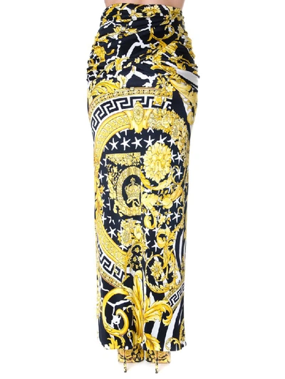 Shop Versace Savage Baroque Print Long Skirt In Black/multicolor